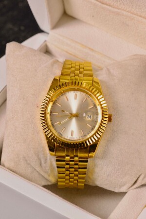 MNZ-Gold Color Steel Case Strap سجل يد الرجال kd142155 - pierrose