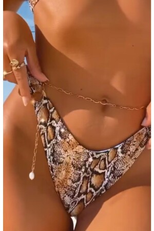 MNZ-Gold Color سلسلة الحزام والحزام مع سلسلة ضخمة مكافحة التآكل - Misboho