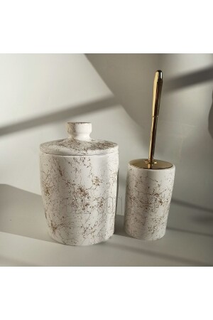 MNZ-Gold & Dore مجموعة الحمام و حمام القمامة و فرشاة الحمام - Ture Concept