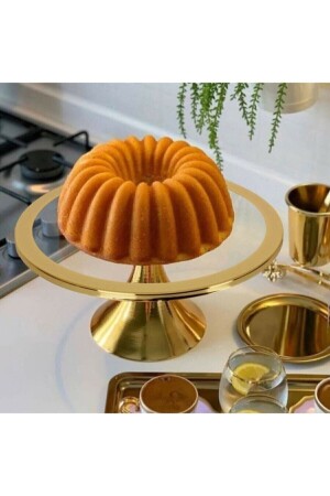 MNZ-Gold Footed Round Cake Stand ميل-باستا - MyLoya