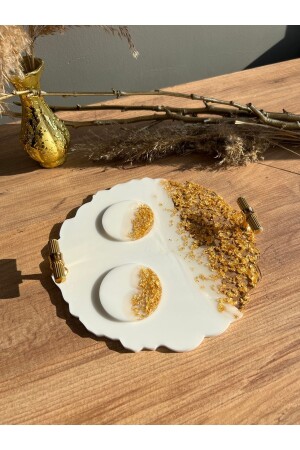 MNZ-Gold Leaf موجة شخصين وعد الالتزام العريس العرض الايبوكسي الصندوق و حلقة الرفع مجموعة 912 - Sultan Tasarım