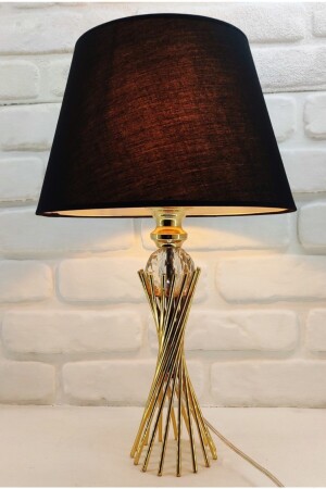 MNZ-Gold Plated Twirl Metal Leg كريستال كرة الزجاجية كرة شمعة ظل طاولة مصباح مع قبعة من النسيج الأسود PRA-4871326-0 - 365GUNSERİSONU