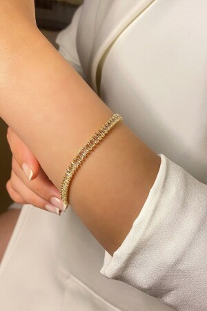 MNZ-Gold Plated Zircon Stone Baguette Model سلمية طريق المياه - Ressia