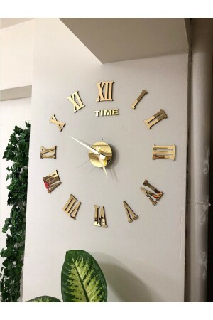 MNZ-Gold Plexiglass رقم روماني بطن خشبية ساعة الحائط أزياء الحائط NT0B10886 - NT Handmade