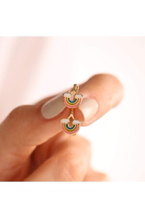 أرنب أذن الأطفال من طراز MNZ-Gold Rainbow Enamel T11164 - Sembol Gold