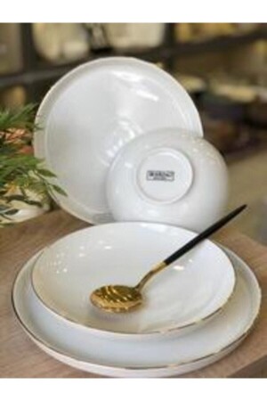 MNZ-Gold Rim Bone Chına 24 قطعة عشاء مجموعة DSN 013 - ROY KING