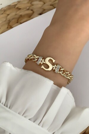 MNZ-Gold S Letter Bracelet Trbilek7544 B34003 TRBİLEK7544 - Çlk Accessories