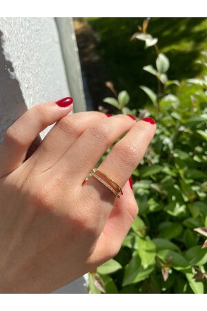 MNZ-Gold Stone خطين مربع حلقة RB5 - ringbox