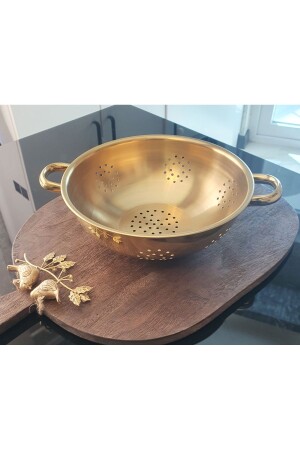 MNZ-GOLD STRAINER-STAINLESS STEEL PASTA STRAINER مع معدن يد يدك القدم عميقة المياه المياه المياه المياه - Lovyco