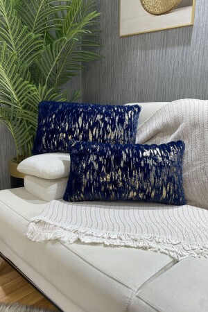 MNZ-Golded Plush Rabbit Rabbit Throw Pillow Case مستطيل - البحرية الأزرق - Paris Life