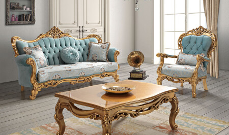 مجموعة غرفة المعيشة الكلاسيكية من MNZ-Golden - Cadde Yıldız