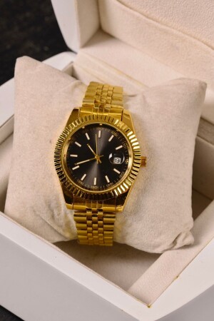 MNZ-Golden Gold Double Color Steel Strap Calendar ساعة المساواة للرجال kd142154 - pierrose