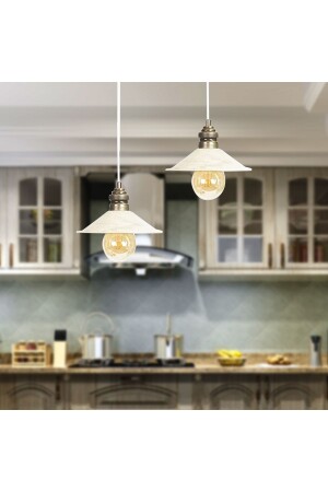 MNZ-Gönen 2-piece White Row Patinaed Modern Retro Pendant Lamp المطبخ غرفة المعيشة الشنادل 3292-02-WH - Apliqa