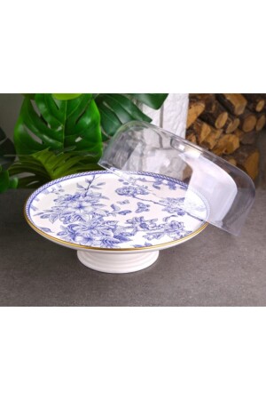 MNZ-Gönül Seramik 30 سم كوب كيك قدم مع نمط الربيع G4183 - Laviss