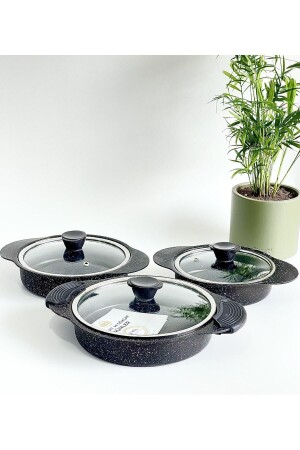 MNZ-Granit Plus 3-piece Pan Set الأسود DGDK7677 - Taç