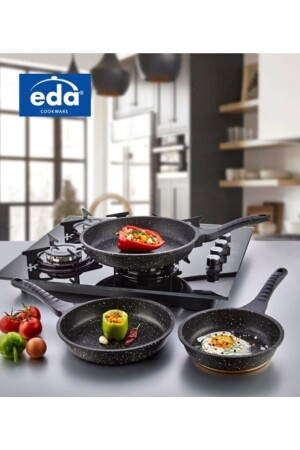 MNZ-Granite 3-piece Pan Set Gray 20-24 28 سم - Eda