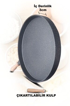 MNZ-Granite Pancake Pan 36cm رمادي (3cm عمق) Drngrmtfkc1001 - MUTFAKÇA