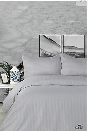 مجموعة غطاء سطين من نوع MNZ-Gray، نوع فندق ومنزل مزدوج، 2 غطاءات وسادة ورقائق، مجموعة غطاء سطين من نوع غط - Deneme Zamanı