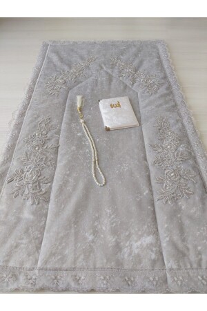 MNZ-Gray فرنسية اللون الرمادي اللون الخشام صلاة رطبة 3 قطعة حزمة العروس - Lamazihome