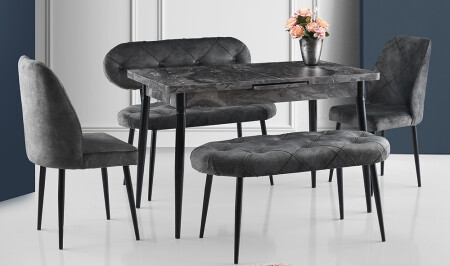 مجموعة طاولة تناول الطعام من طراز MNZ-Gray - Cadde Yıldız