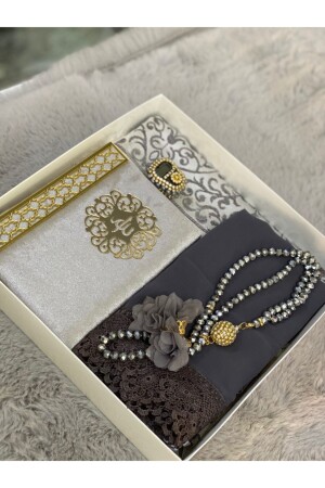 (MNZ-Gray) الدينية الهدية - صلاة السجادة - تعزيز - هدية - Çeyizlik Setim