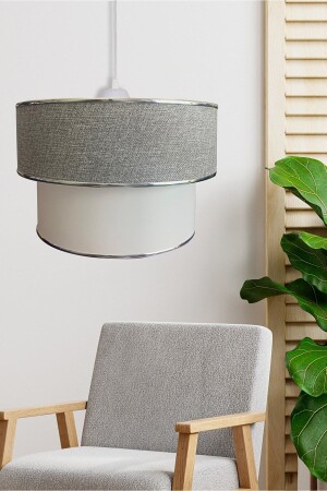 MNZ-Gray Chrome Single Strip Fabric Cake Chandelier TYC00477984908 - Emg DesiGn