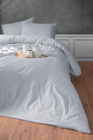 MNZ-Gray Cotton Satin غطاء غطاء مزدوج الملفوفة مجموعة P474S1479 - Salbace