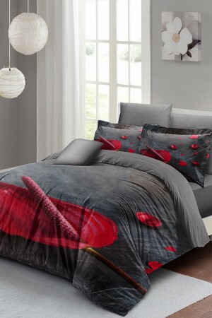 (MNZ-Gray Dream) غطاء غطاء مزدوج (Sett 3D Cotton Satin monohome2419) - Monohome