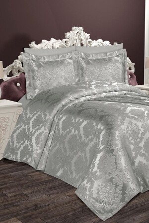 MNZ-Gray Laceless Double Pique Set AsiPike - Çt Çeyizci Tekstil