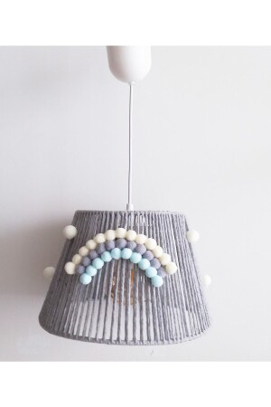 MNZ-Gray Macrame Rope Wrap Ecru-grey-blue Pompom Rainbow Baby Boy و غرفة الأطفال مصباح معلق شمعة 198VZ - C&A