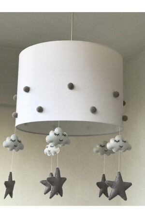 MNZ-Gray Pom-Pom عيون الطفل الغامضة فتاة أو صبي غرفة الأطفال شمعة مع Pompom1 - atölye ay ışığı