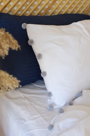 MNZ-Gray Pompom غطاء واحد من القماش المكون من القماش الصناعة في غرف الأطفال الصغار Retro nevs2022 - Tekstil Home