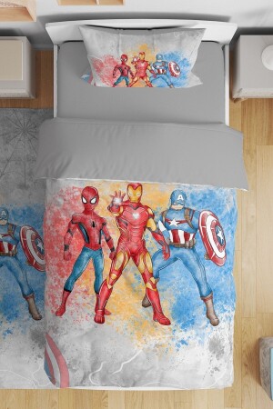 MNZ-Gray Super Heroes نمط واحد الأطفال الأطفال الغطاء القماش مجموعة evnev00214 - Evpanya