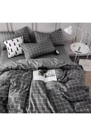 MNZ-Gray White Double Duvet Cover Set مع ورق TYC00679520245 - Nalls Home