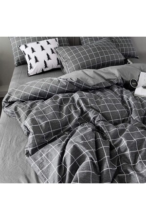 MNZ-Gray White Single Duvet Cover Set مع ورق TYC00670211582 - Nalls Home