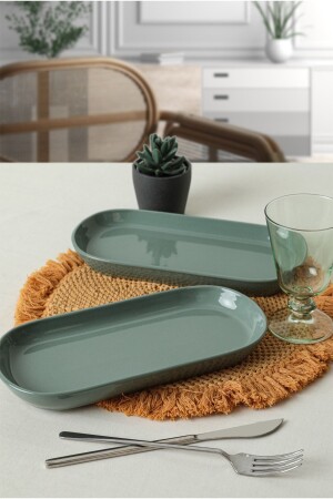 (MNZ-Green Noyan Boat Plate) 26 سم 2 قطع 326 ST080102F326A000000MAKYK00 - Keramika