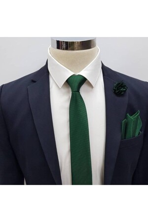 MNZ-Green Tie Handscrew Boutonniere Set Kmd-9 444GKC050 - Brianze