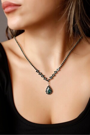 MNZ-Green Waterway Zircon Stone Necklace عروسة العروسة العروسة العروسة العروسة العروسة العروسة العروسة العروسة العروسة العروسة العروس - HUBANN