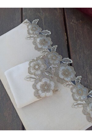 MNZ-Gülşen 3D فرنسية الحبل 2 قطعة كابيكونو الحرير المناشف HVL8586 - Çeyiz Bahçesi