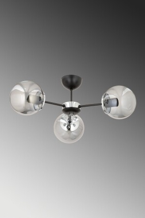 MNZ-Güneş 3-piece عصرية مدخنة الكرة الزجاجية الزجاجية Plafone Chandelier ES-162 - ESSLİGHT