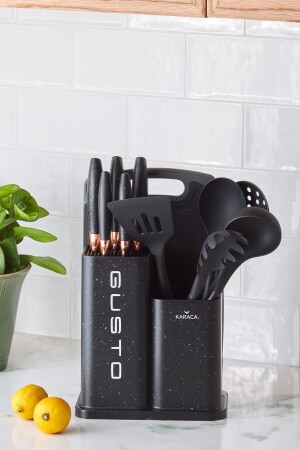 MNZ-Gusto الأسود 12 قطعة سكين خدمة لوحة قطع مجموعة - Karaca