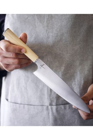 سكين الطاهي من المنشطات من الخشب من (MNZ-Gyutou) - فولاذ فولاذ من الفولاذ المقاوم للصدأ 21 سم - Zaika