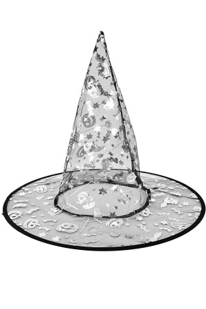 (MNZ-Halloween Witch Hat) قطة خفيفة فضية نمط (Halloween Costume Hat) الكبار والأطفال - Parti Dolabı