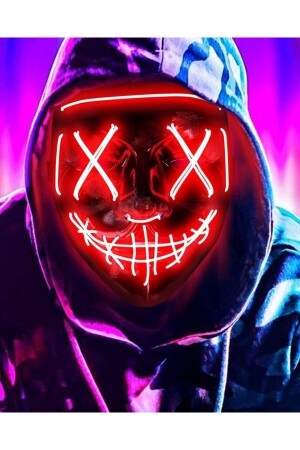 MNZ-Hallowen LED مضيئة قناع النيون 3 أوضاع قناع الترفيه الحزب شفافة حمراء قناع النيون حمراء01 - TEKNOLOJİ WORLD