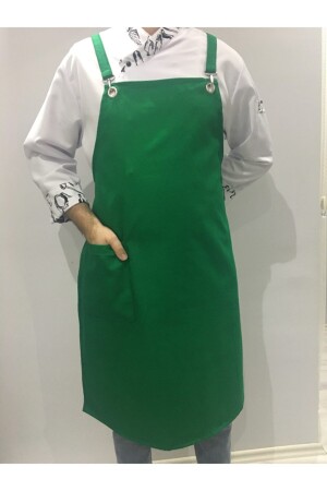 MNZ-Halter Neck Strap Kitchen Apron كبير الطهاة باريستا Apron Cafe مطعم الطهاة طباخ الخدم (خضراء) AÖ21 - ADALILAR İŞ ELBİSELERİ