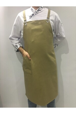 MNZ-Halter Neck Strap Kitchen Apron كبير الطهاة باريستا Apron Cafe مطعم الطهاة الطاهي (الكرم بيج) AÖ21 - ADALILAR İŞ ELBİSELERİ