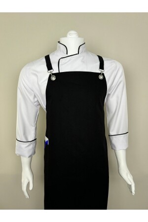 MNZ-Halterneck مطبخ فرشة الماجستير الطباخ باريستا فرشة مقهى مطعم الطباخ المفتوح طباخ (أسود) - Adalilar İş Elbiseleri