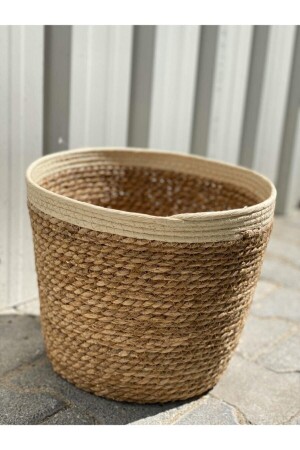 MNZ-Handleless White Stripped Wicker Flowerpot Basket Fma290906 SVR-29090 - Sever