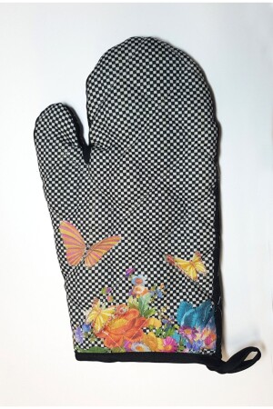 MNZ-Handz أحمر وأبيض شيكريات الأزهار الملوّنة وذراع المطبخ الفراشة GLIVEN3 - HANDZ DESIGN