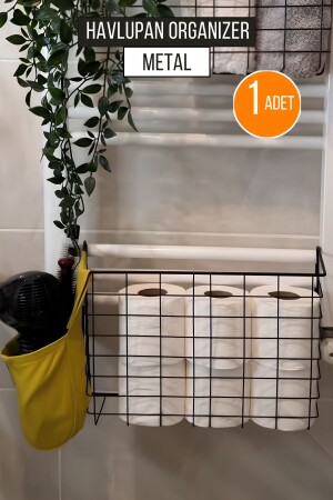 منظمة سكة حمالة منشفة منشفة MNZ-Hanging Towel Rail Organizer حمام حامل حمالة جفاف السلة منظمة ورق الحمام قطعة واحدة - Orvila